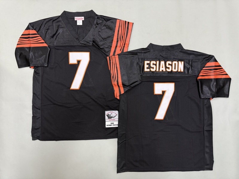 Men 2025 Cincinnati Bengals #7 Esiason Black Throwback Limited NFL Jersey style 001